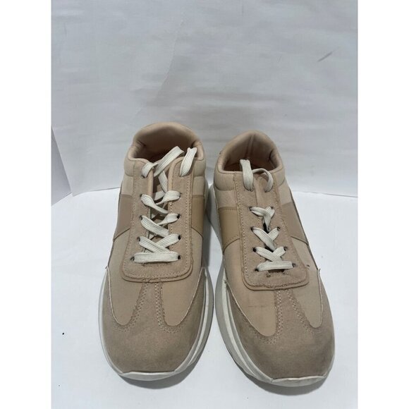 STEVEN MADDEN WOMENS ANGIE PLATFORM Y2K SNEAKERS SIZE 9.5 BEIGE LACE UP - Picture 2 of 6